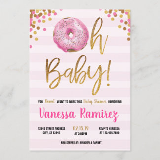 Åh Baby Donut Girl Shower Sprinkle-inbjudan Inbjudningar