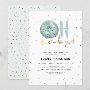 Åh Baby Donut och Sprinkles Guld Boy Baby Shower Inbjudningar