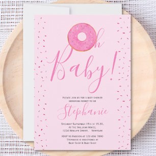 Åh Baby Donut Rosa Girl Girl Girl Shower-inbjudan Inbjudningar