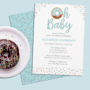 Åh Baby Donut Sprinkle Pojke Shower-inbjudan Inbjudningar