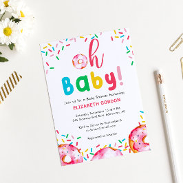 Åh Baby! Donut-Thated Rainbow Baby Shower Inbjudningar