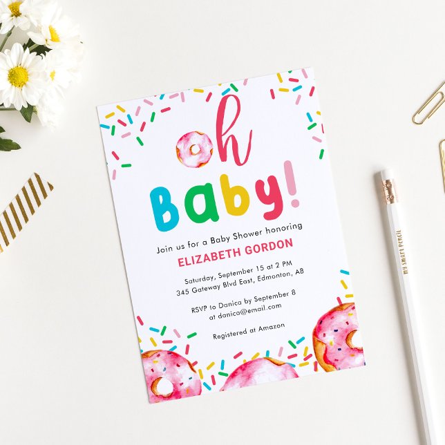 Åh Baby! Donut-Thated Rainbow Baby Shower Inbjudningar (Skapare uppladdad)