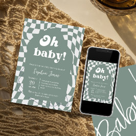Åh Baby! Dusty Checkated | Gingham | Babydusch I Inbjudningar