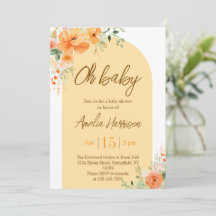 Åh baby! Elegant Blommig Barnkalas Inbjudan