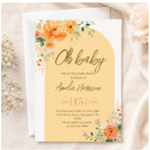 Åh baby! Elegant Blommig Barnkalas Inbjudan