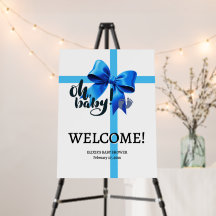 Åh Baby! Elegant Blue Bow Baby Shower