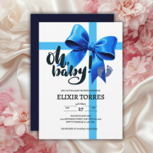 Åh Baby! Elegant Blue Bow Baby Shower