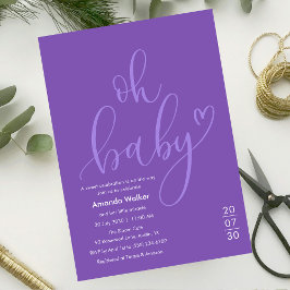 Åh baby! Elegant lila skript för baby shower Inbjudningar