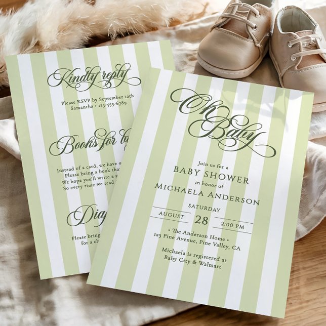 Åh Baby Elegant Script All In One Baby Shower Inbjudningar (Skapare uppladdad)