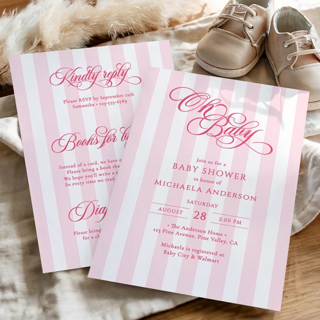 Åh Baby Elegant Script All In One Baby Shower Inbjudningar (Skapare uppladdad)