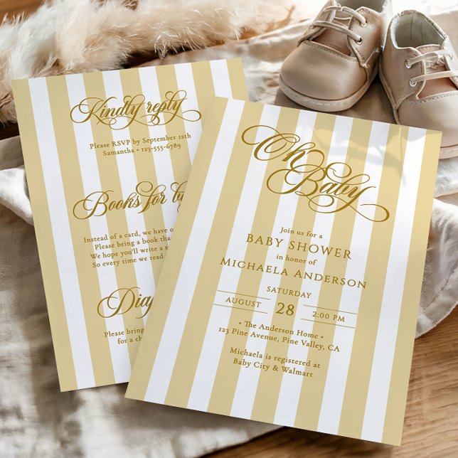 Åh Baby Elegant Script All In One Barnkalas Inbjudningar (Skapare uppladdad)