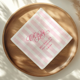 Åh Baby Elegant Skrift & Randig Bebis-fest Pappersservett