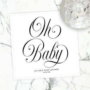 Åh Baby Elegant Skript Könsneutral Baby Shower Pappersservett