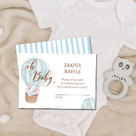 Åh Baby Elephant i Luftballong Diaper Raffle Tilläggskort