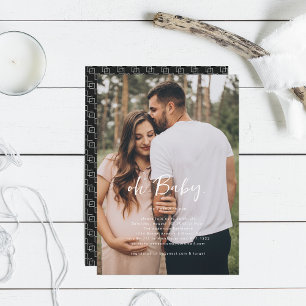 Åh Baby Enkel Baby Shower med Foto Inbjudningar