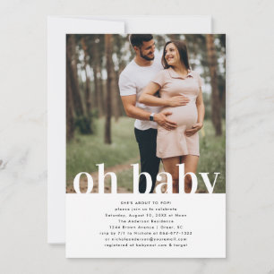 Åh Baby Enkel Baby Shower med Foto Inbjudningar