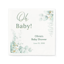 Åh Baby Eukalyptus Grönska Guld Baby Shower