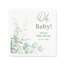 Åh Baby Eukalyptus Grönska Guld Baby Shower