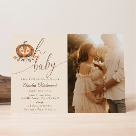 Åh Baby! Fall Pumpkin-foto för höstbabyskor Inbjudningar