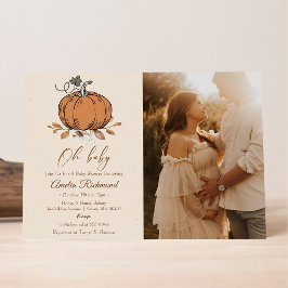 Åh Baby! Fall Pumpkin-foto för höstbabyskor Inbjudningar