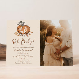 Åh Baby! Fall Pumpkin-foto för höstbabyskor Inbjudningar