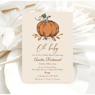 Åh Baby! Fall Pumpkin-höstbabydusch på hösten Inbjudningar