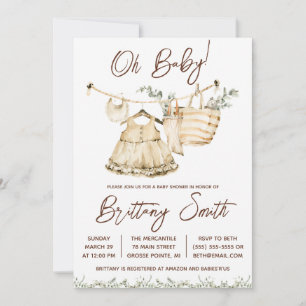 Åh Baby, flickans skiva, Eucalyptus Baby Shower Inbjudningar
