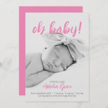 Åh Baby! Födelsemeddelande om Rosa