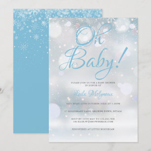 Åh Baby Första Snöflingor Baby Shower / Strössel Inbjudningar
