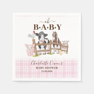 Åh Baby Gårdsdjur Ladugård Baby Shower Pappersservett