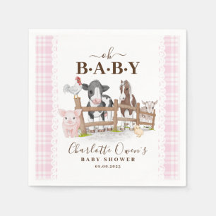 Åh Baby Gårdsdjur Ladugård Baby Shower Pappersservett