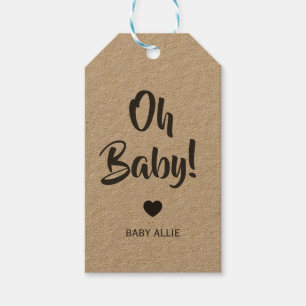 Åh Baby Gift Märkre, Baby Shower Märkre, Kraft Fav Presentetikett