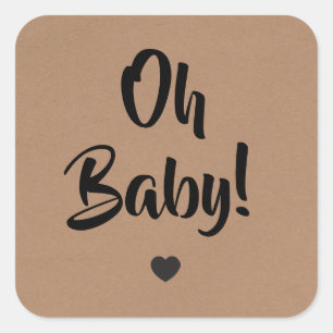 Åh Baby Gift-Märkre, Babyskor Märkre, Kraft Fyrkantigt Klistermärke