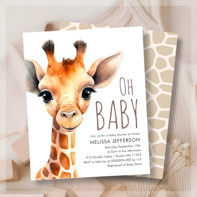 Åh Baby Giraffe Baby Shower Budget-inbjudan (Skapare uppladdad)
