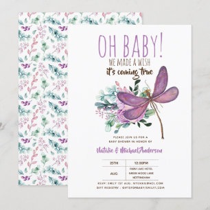 Åh Baby gör en Blommigt med en önskad babystötare Inbjudningar