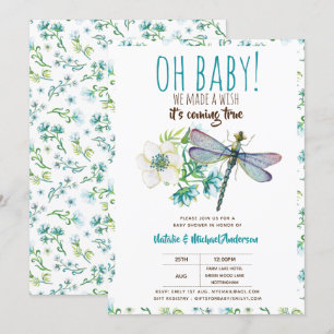 Åh Baby gör en Blommigt med en önskad babystötare Inbjudningar