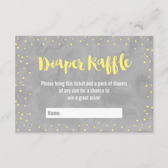Åh Baby Grått och Gult Baby Shower Diaper Raffle Tilläggskort (Framsida)