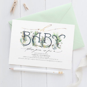 Åh Baby Grönsaklighet Baby Shower Könsneutral Inbjudningar