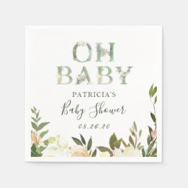 Åh Baby Grönska Blommiga Babyfirande Servetter