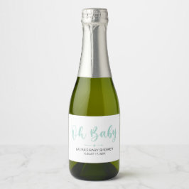 Åh Baby Grönt Mini Sparkling Vin Flaska etikett