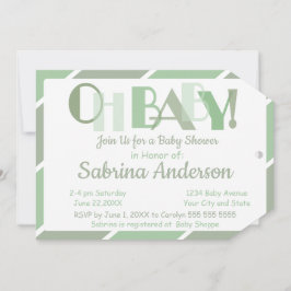 Åh Baby Grönt Modern Whimsical Baby Shower Inbjudningar