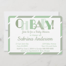 Åh Baby Grönt Modern Whimsical Baby Shower Inbjudningar