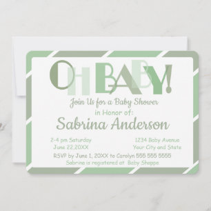 Åh Baby Grönt Modern Whimsical Baby Shower Inbjudningar