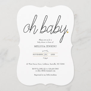 Åh Baby Guld Kärlek Hjärt Baby Shower / Sockerstör Inbjudningar