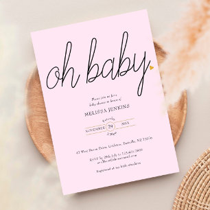 Åh Baby Guld Kärlek Hjärt Baby Shower / Sprinkle Inbjudningar