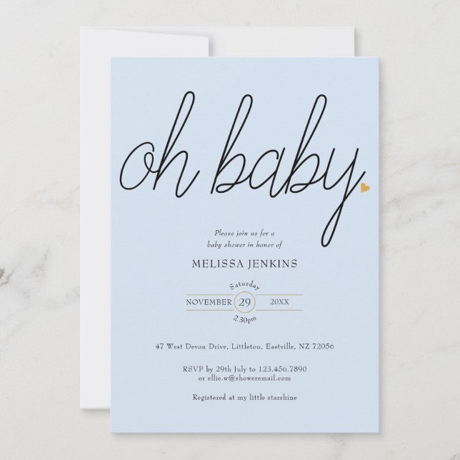 Åh Baby Guld Kärlek Hjärt Baby Shower / Strössel Inbjudningar (Framsida)