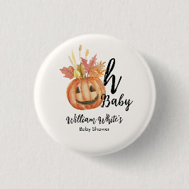 Åh Baby! Halloween Fall Pumpkin Lämna Baby Shower Knapp