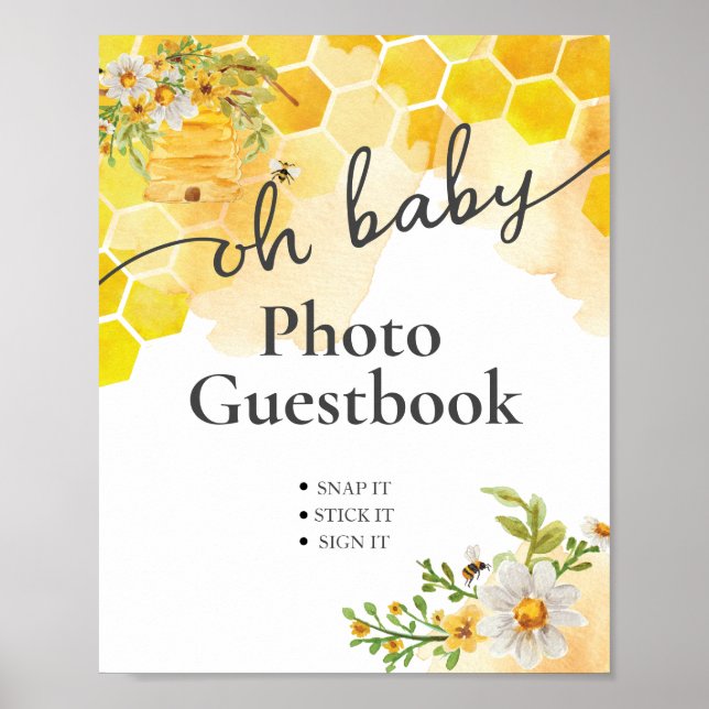 Åh Baby Honey Bee Foto Gästbok Poster (Framsidan)