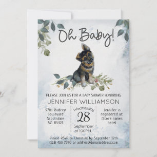 Åh Baby! Hund Baby Shower German Shepherd Inbjudningar