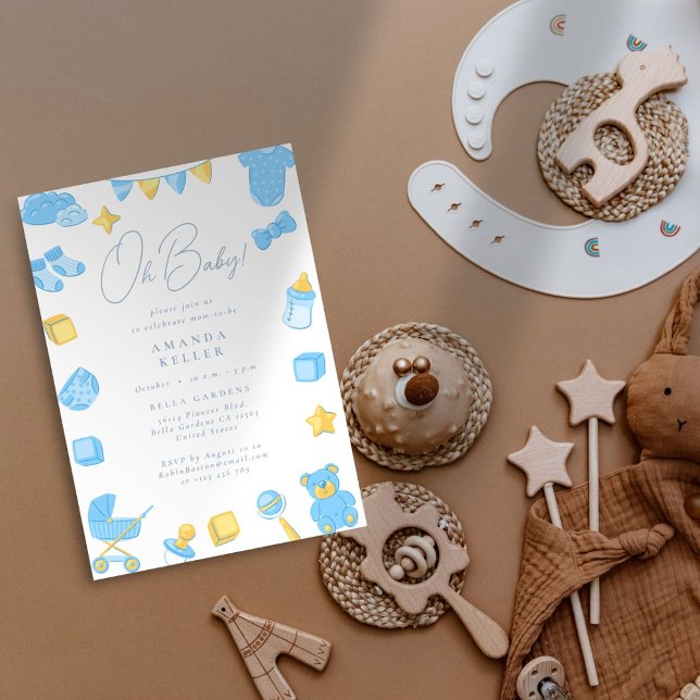 Åh Baby! Inbjudan till Blue Minimalist Baby Shower (Skapare uppladdad)